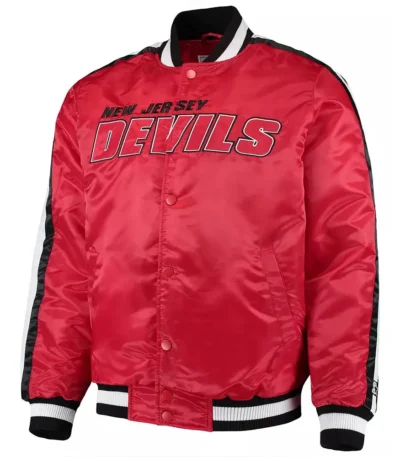 Starter Red New Jersey Devils O-Line Satin Full-Snap Jacket