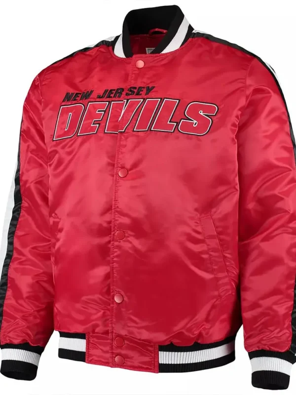 Starter Red New Jersey Devils O-Line Satin Full-Snap Jacket