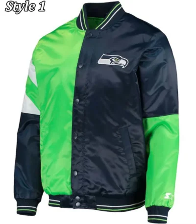 Starter Seattle Seahawks Blue and Neon Green Jacket