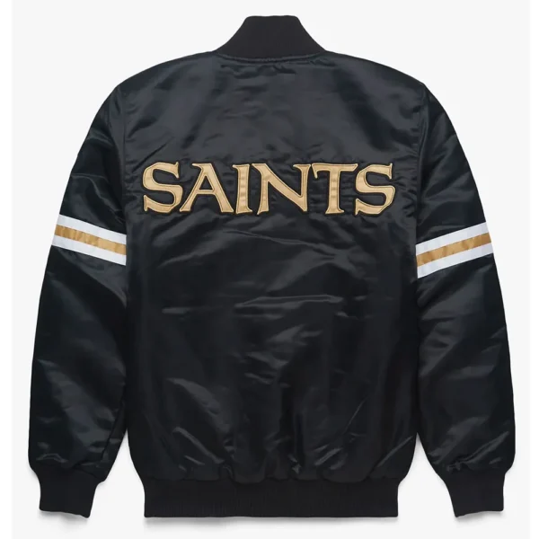 Striped New Orleans Saints Black Satin Jacket