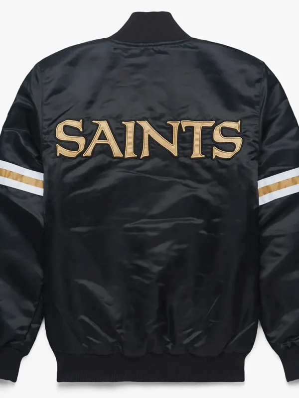 Striped New Orleans Saints Black Satin Jacket