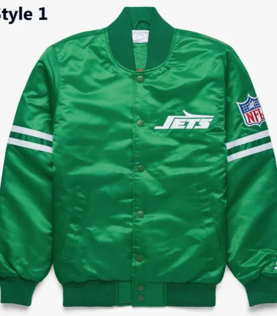 Striped New York Jets Green Satin Jacket