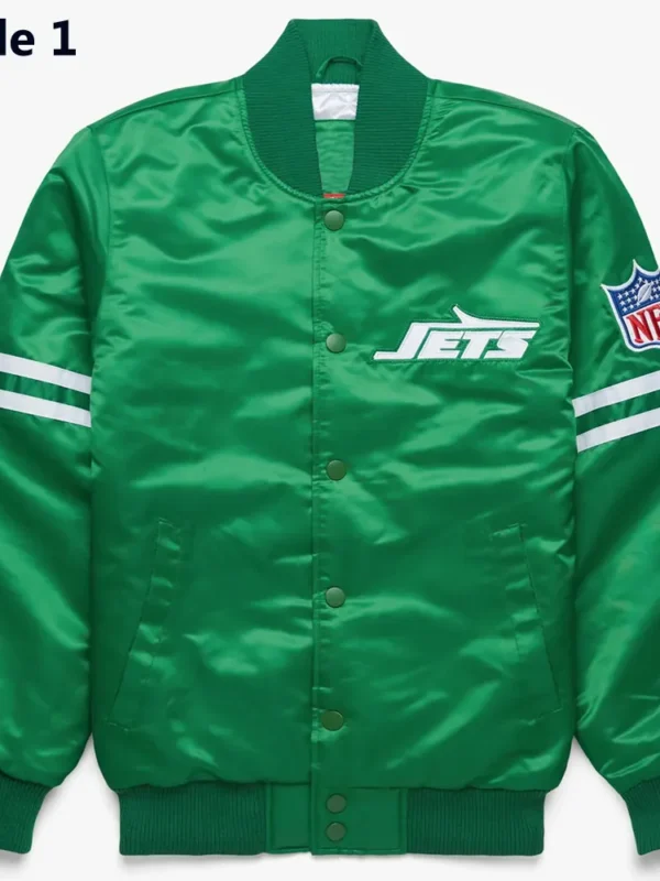 Striped New York Jets Green Satin Jacket