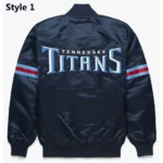 Striped Tennessee Titans Navy Blue Satin Jacket