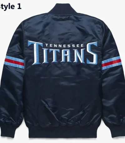 Striped Tennessee Titans Navy Blue Satin Jacket