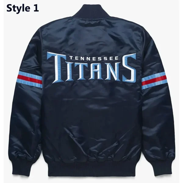 Striped Tennessee Titans Navy Blue Satin Jacket