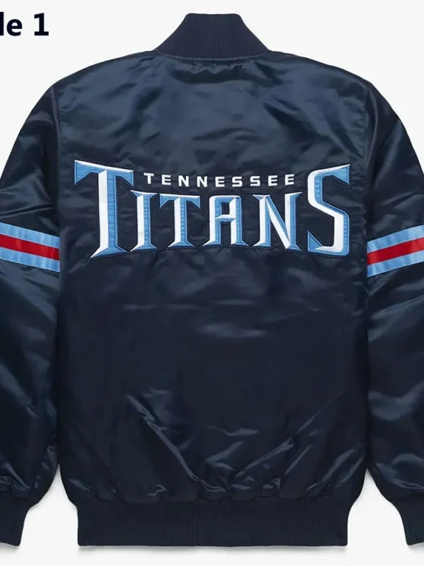 Striped Tennessee Titans Navy Blue Satin Jacket