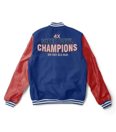 Super Bowl 4x Champions NY Giants Blue-Red Letterman Jacket