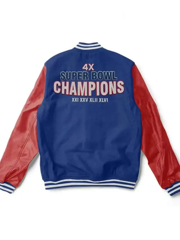 Super Bowl 4x Champions NY Giants Blue-Red Letterman Jacket