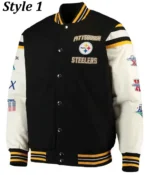 Super Bowl Champions Pittsburgh Steelers Black Letterman Jacket