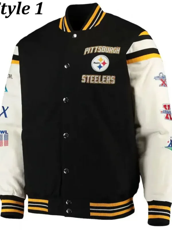 Super Bowl Champions Pittsburgh Steelers Black Letterman Jacket