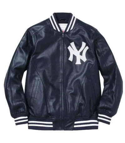Supreme NY Yankees Varsity Full-Zip Leather Jacket