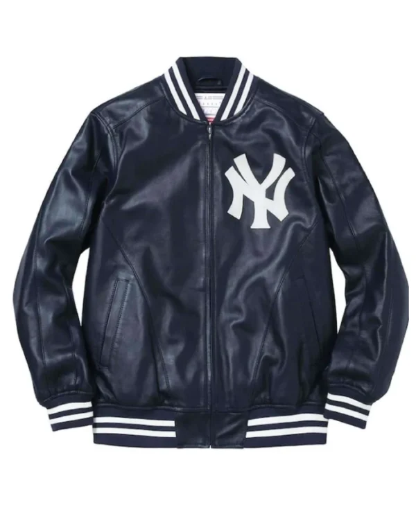 Supreme NY Yankees Varsity Full-Zip Leather Jacket