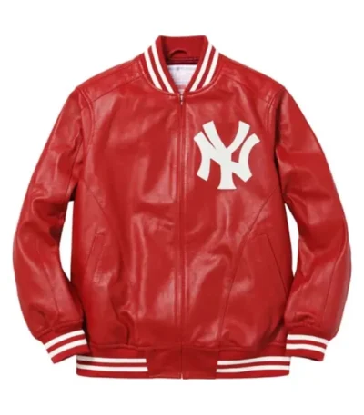 Supreme NY Yankees Varsity Full-Zip Leather Jacket