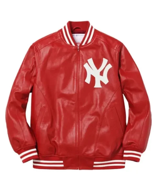 Supreme NY Yankees Varsity Full-Zip Leather Jacket