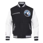 T-Wolves 2024/25 City Edition Black And White Varsity Jacket