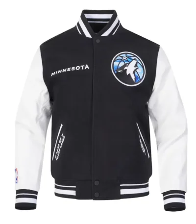 T-Wolves 2024/25 City Edition Black And White Varsity Jacket