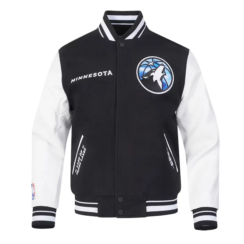 T-Wolves 2024/25 City Edition Black And White Varsity Jacket T-Wolves 2024/25 City Edition Black And White Varsity Jacket