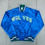 T-Wolves 90?s Blue Satin Jacket