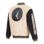 T-Wolves Cream And Black Varsity Jacket