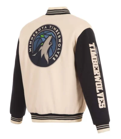 T-Wolves Cream And Black Varsity Jacket