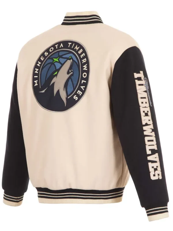 T-Wolves Cream And Black Varsity Jacket