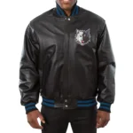 T-Wolves Domestic Team Color Black Leather Jacket