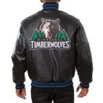 T-Wolves Domestic Team Color Black Leather Jacket