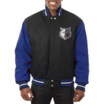 T-Wolves Domestic Varsity Black And Royal Varsity Jacket