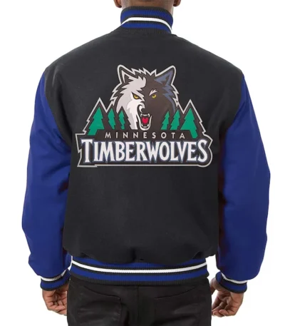 T-Wolves Domestic Varsity Black And Royal Varsity Jacket