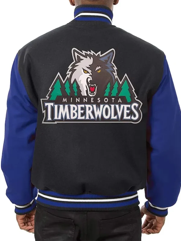 T-Wolves Domestic Varsity Black And Royal Varsity Jacket