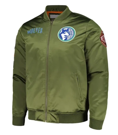 T-Wolves Hardwood Classics Retro Green Satin Jacket