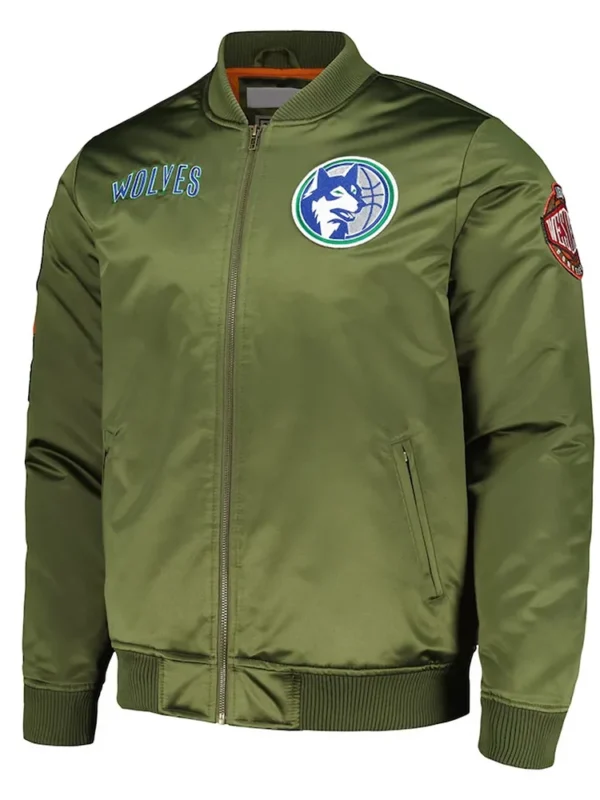 T-Wolves Hardwood Classics Retro Green Satin Jacket