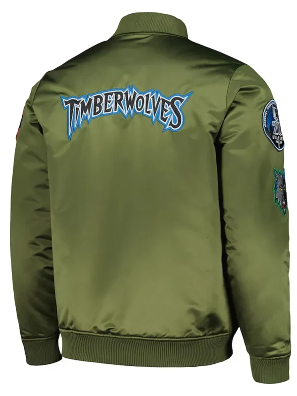 T-Wolves Hardwood Classics Retro Green Satin Jacket