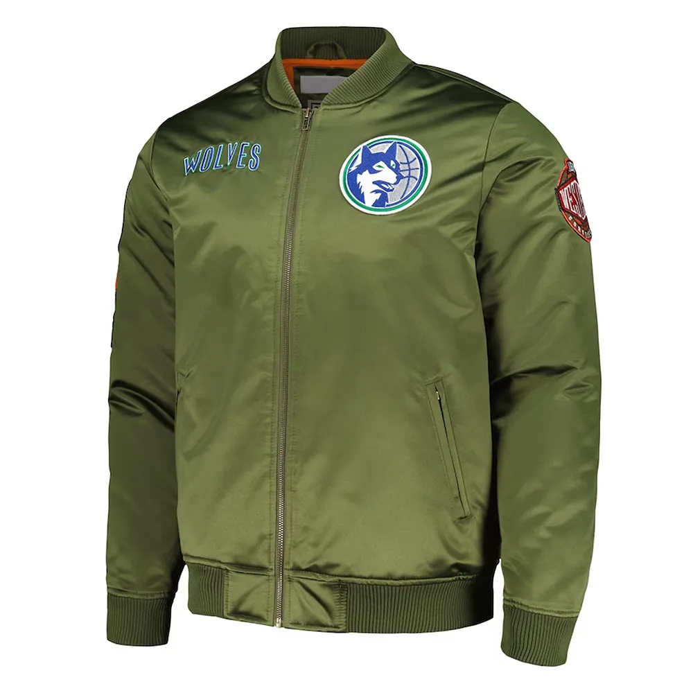 T-Wolves Hardwood Classics Retro Green Satin Jacket T-Wolves Hardwood Classics Retro Green Satin Jacket