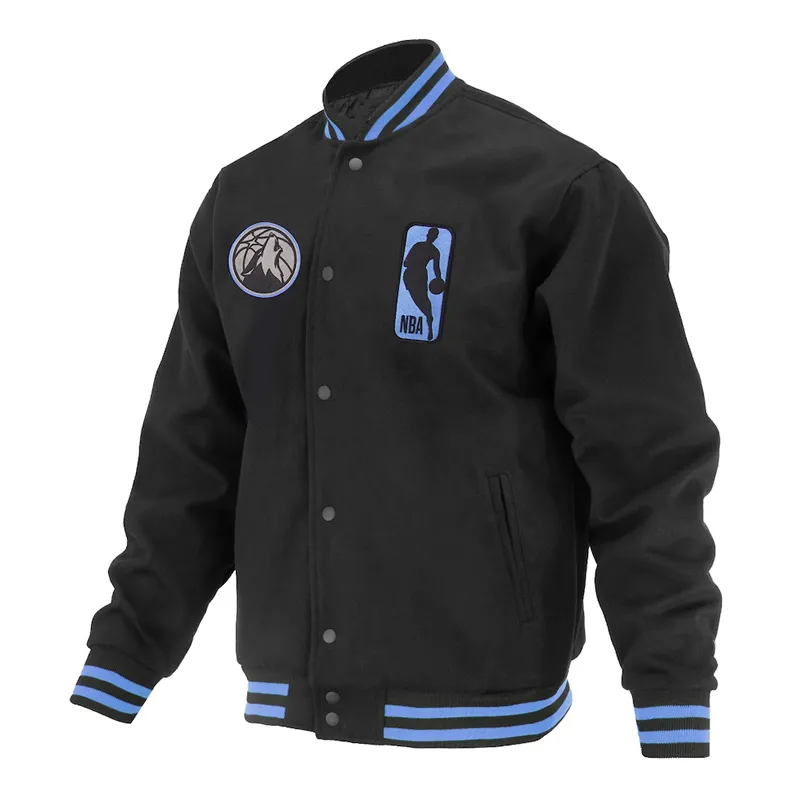 T-Wolves Logoman Shadow Black Varsity Jacket T-Wolves Logoman Shadow Black Varsity Jacket