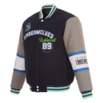T-Wolves Navy And Gray Varsity Wool Jacket