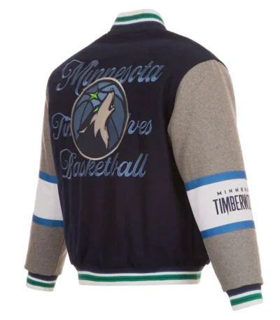 T-Wolves Navy And Gray Varsity Wool Jacket