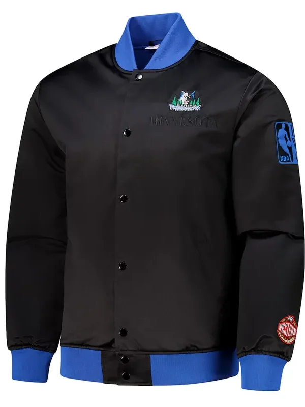 T-Wolves Og 3.0 Lightweight Black Satin Jacket