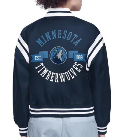 T-Wolves Printed Logo Varsity Satin Jacket