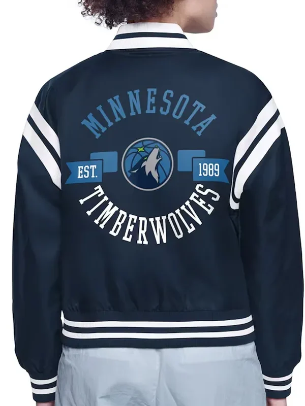 T-Wolves Printed Logo Varsity Satin Jacket