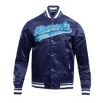 T-Wolves Script Tail Navy Satin Jacket