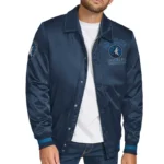 T-Wolves Stitch Applique Navy Satin Jacket