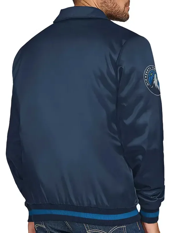 T-Wolves Stitch Applique Navy Satin Jacket