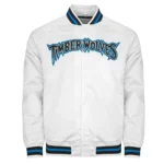 T-Wolves White Bomber Jacket