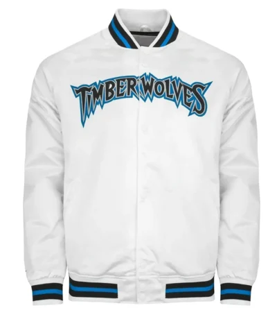 T-Wolves White Bomber Jacket