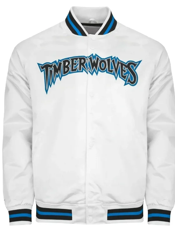 T-Wolves White Bomber Jacket