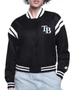 TB Rays Printed Logo Satin Varsity Jacket