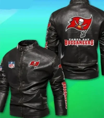 Tampa Bay Buccaneers Black Leather Jacket