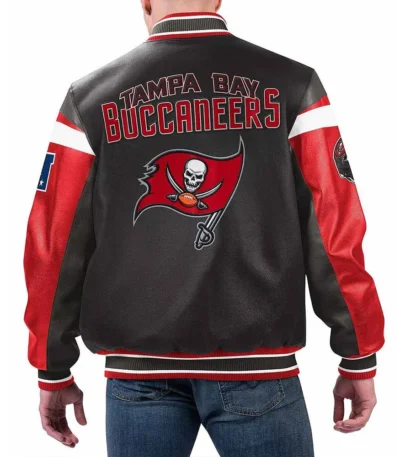 Tampa Bay Buccaneers Black Varsity Full-Zip Leather Jacket